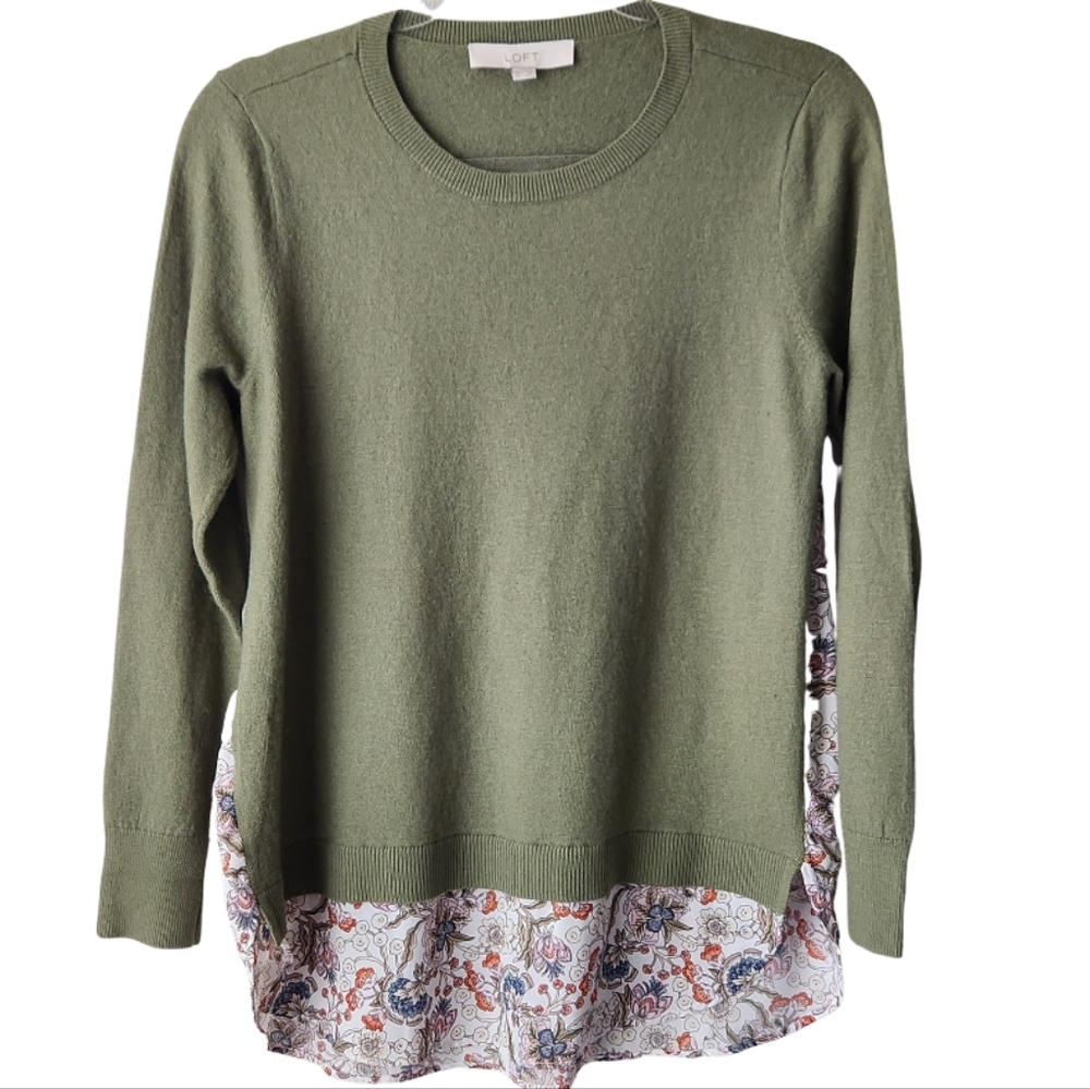 LOFT Olive Green Crew Neck Sweater
